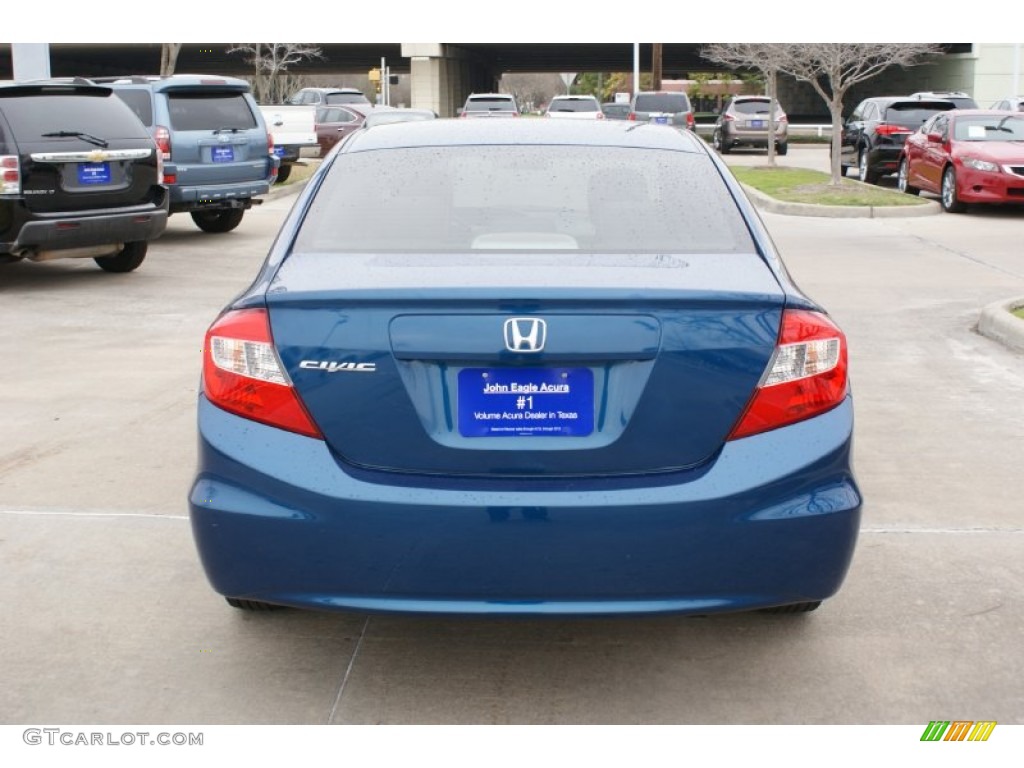 2012 Civic LX Sedan - Dyno Blue Pearl / Stone photo #7