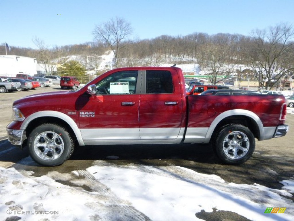 2015 1500 Laramie Quad Cab 4x4 - Deep Cherry Red Crystal Pearl / Black photo #2