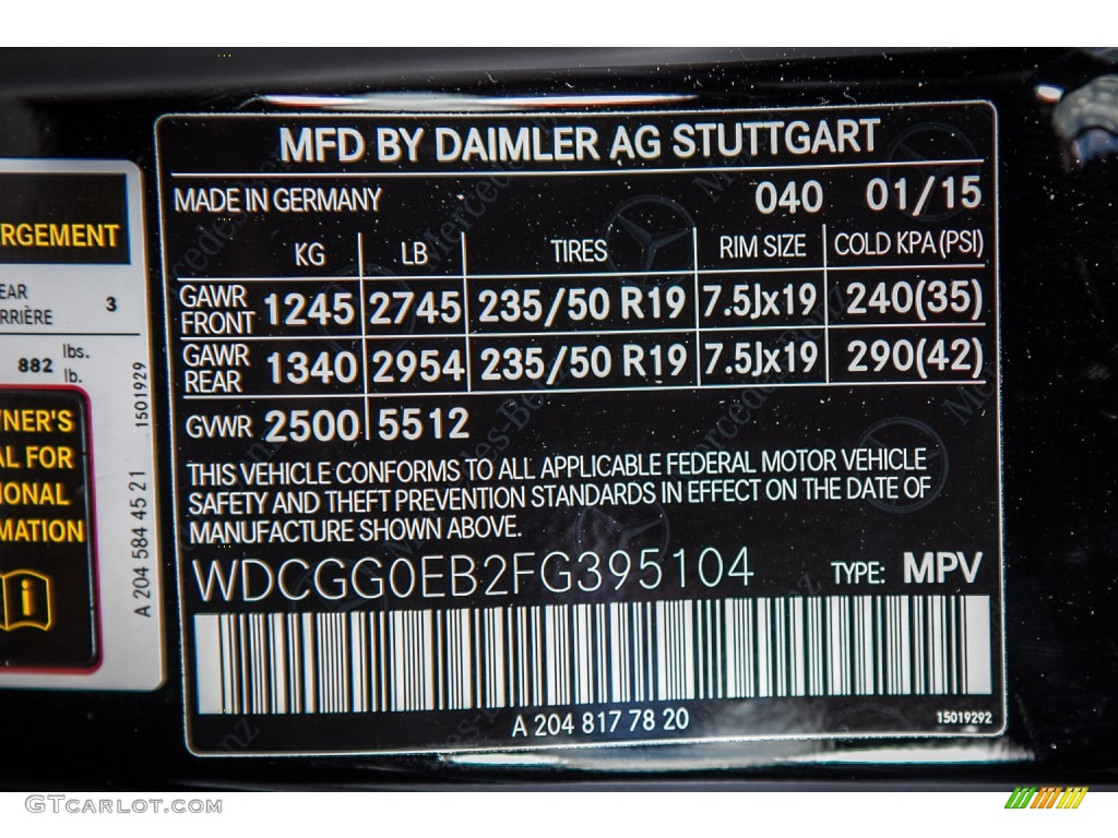 2015 GLK Color Code 040 for Black Photo #101885558