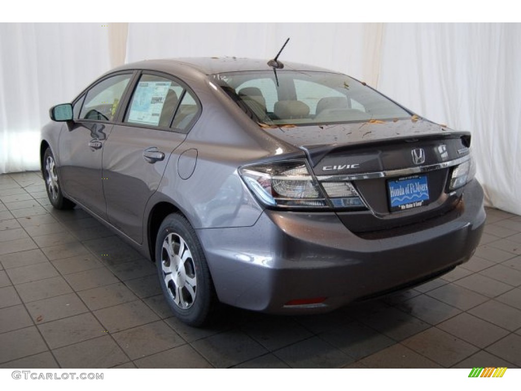 2015 Civic Hybrid-L Sedan - Urban Titanium Metallic / Beige photo #7