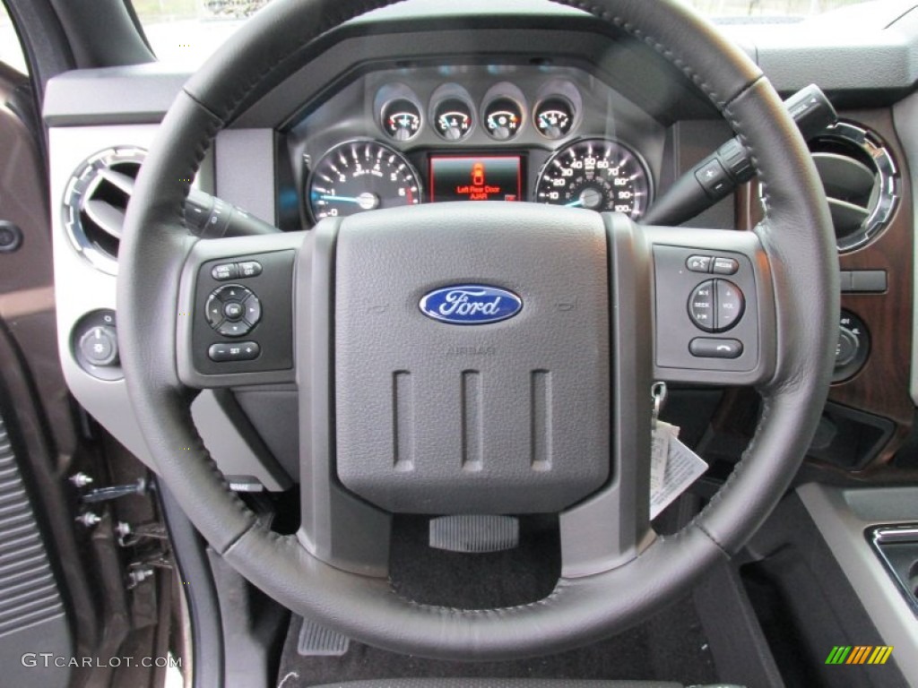 2015 Ford F250 Super Duty Lariat Crew Cab 4x4 Black Steering Wheel Photo #101889072