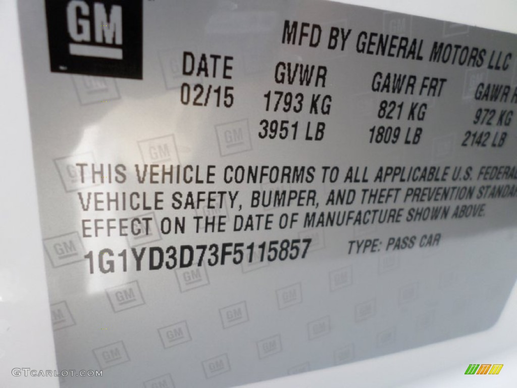 2015 Chevrolet Corvette Stingray Convertible Info Tag Photos