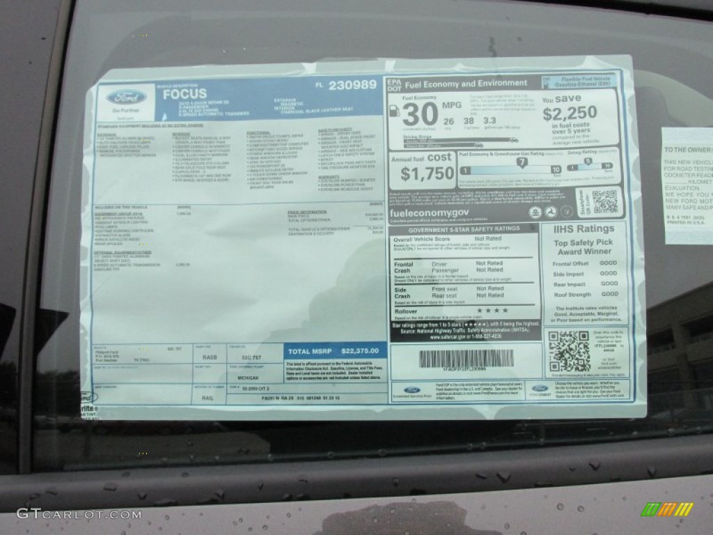 2015 Ford Focus SE Sedan Window Sticker Photo #101905428