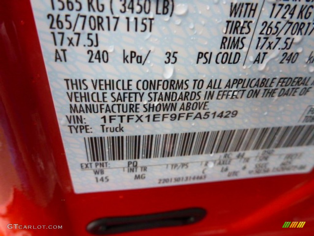 2015 F150 Color Code PQ for Race Red Photo #101909038