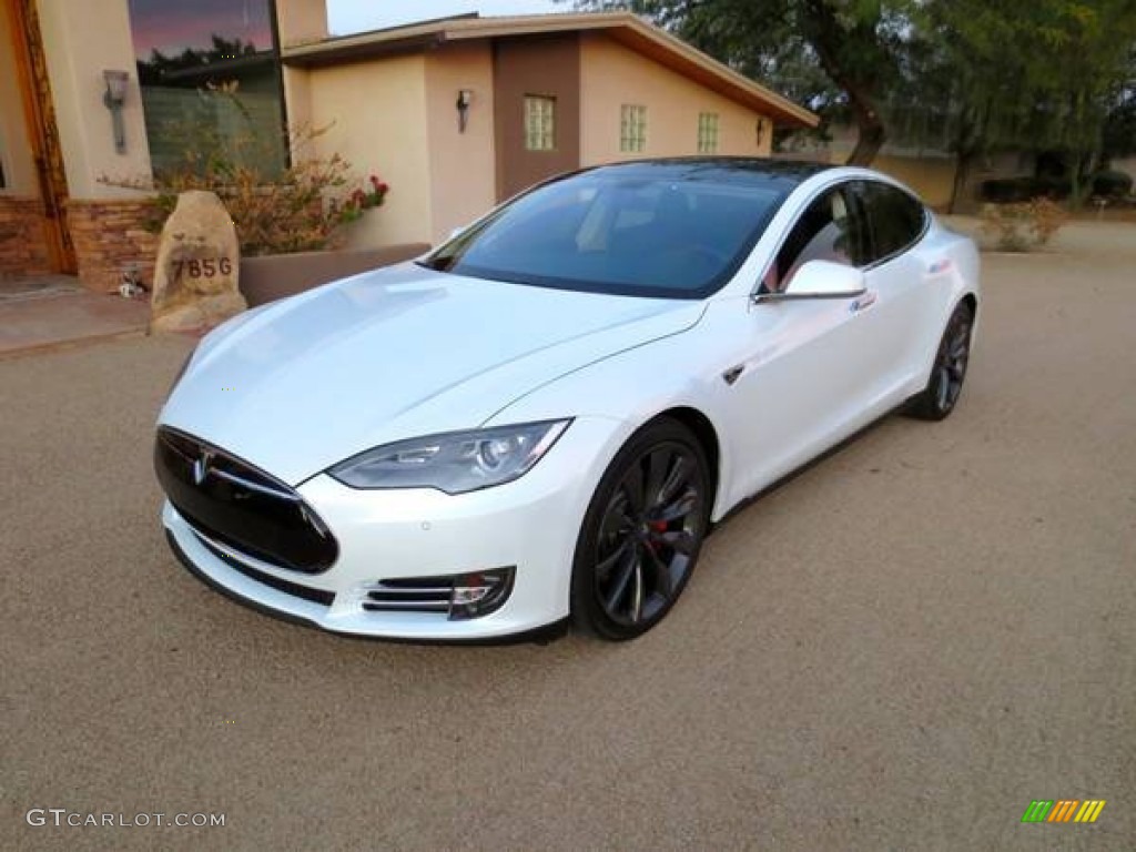 2014 Model S P85D Performance - Pearl White / Grey photo #1