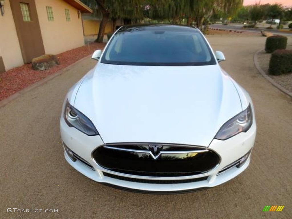 2014 Model S P85D Performance - Pearl White / Grey photo #2