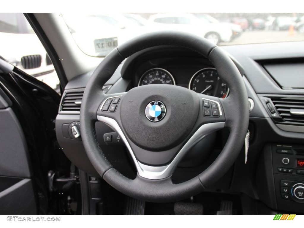 2013 BMW X1 xDrive 28i Black Steering Wheel Photo #101914508