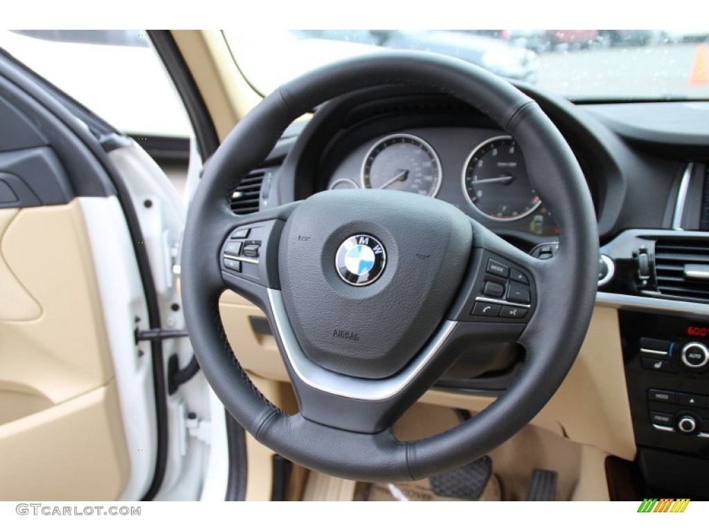 2015 BMW X3 xDrive28i Sand Beige Steering Wheel Photo #101916140