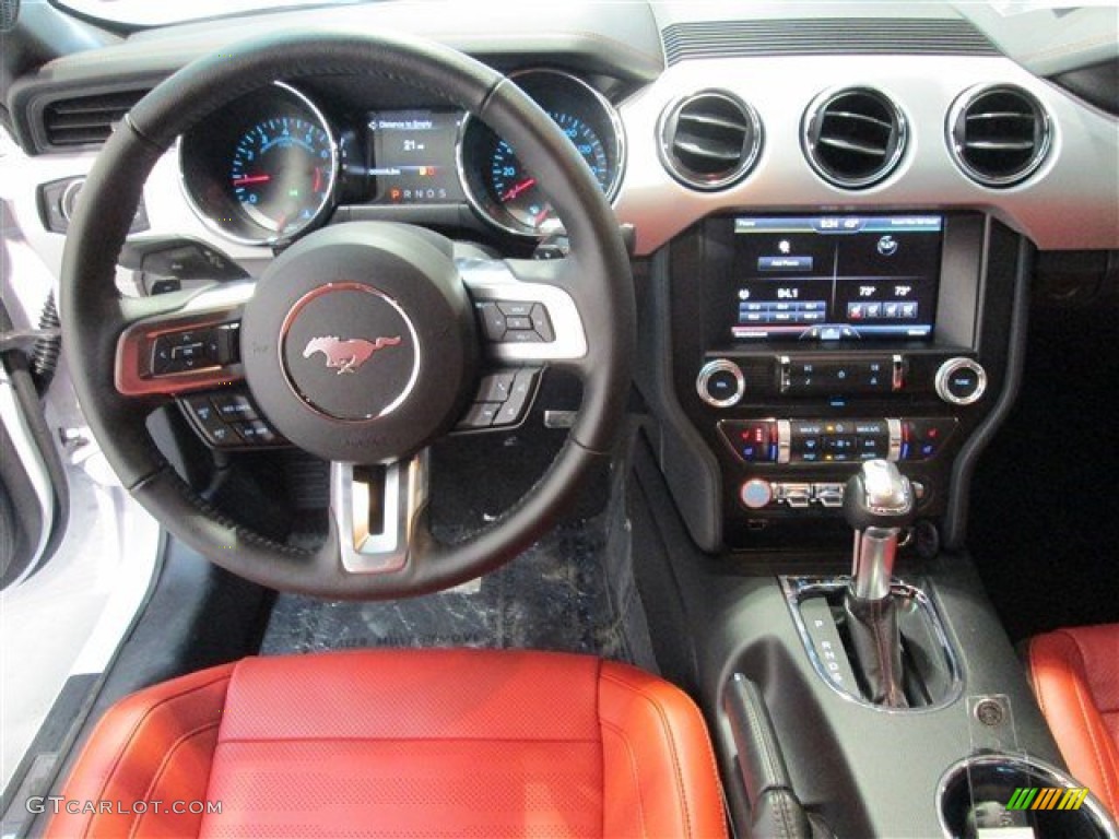 2015 Mustang GT Premium Coupe - Oxford White / Red Line photo #11