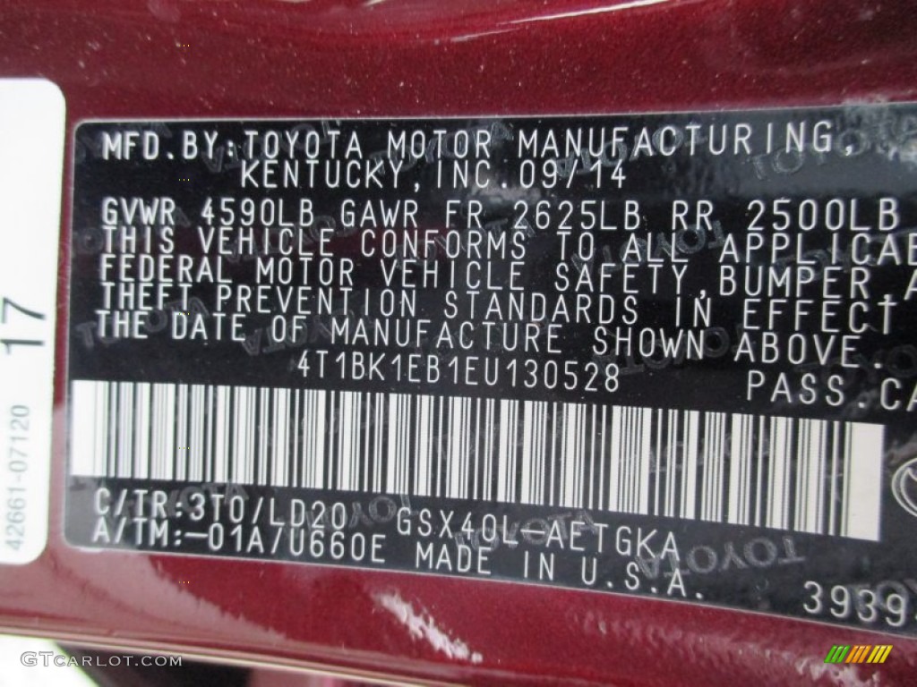 2014 Avalon XLE - Sizzling Crimson Mica / Black photo #9