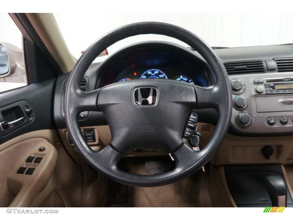 2003 Honda Civic Hybrid Sedan Beige Steering Wheel Photo #101938122