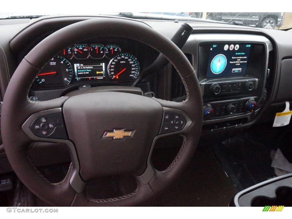 2015 Chevrolet Silverado 1500 LTZ Crew Cab 4x4 Cocoa/Dune Steering Wheel Photo #101940926