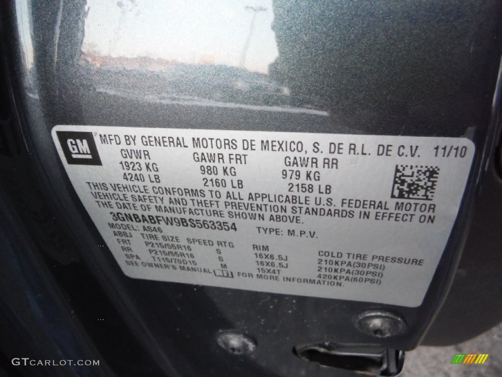 2011 HHR LT - Cyber Gray Metallic / Ebony photo #28