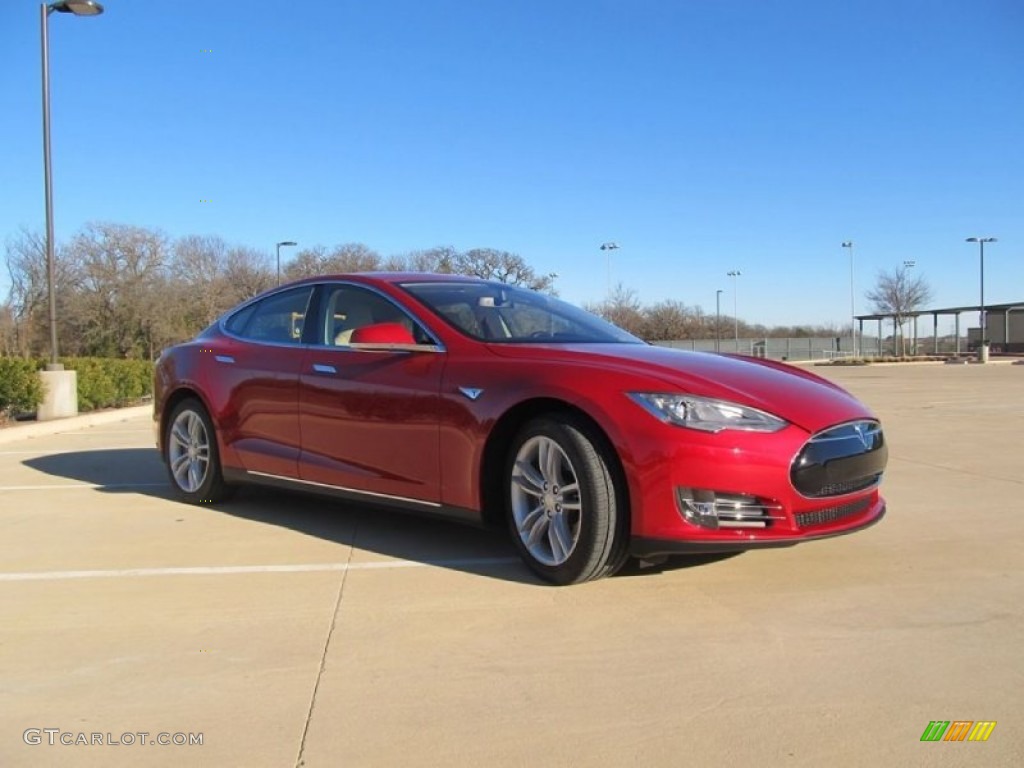 2014 Model S  - Red Multi-Coat / Tan photo #2