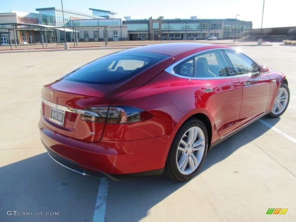2014 Model S  - Red Multi-Coat / Tan photo #7
