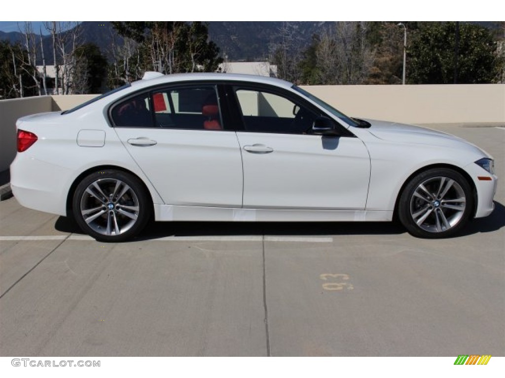 2015 3 Series 328i Sedan - Alpine White / Coral Red/Black photo #2