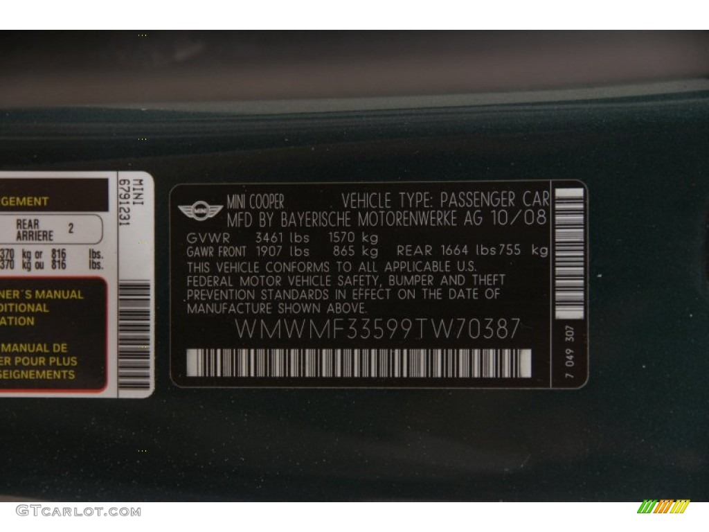 2009 Cooper Hardtop - British Racing Green Metallic / Checkered Carbon Black/Black photo #18