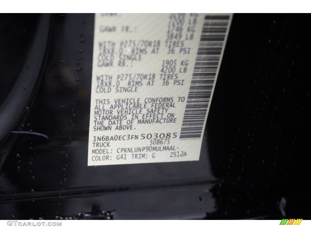2015 Titan Color Code G41 for Magnetic Black Photo #101986556