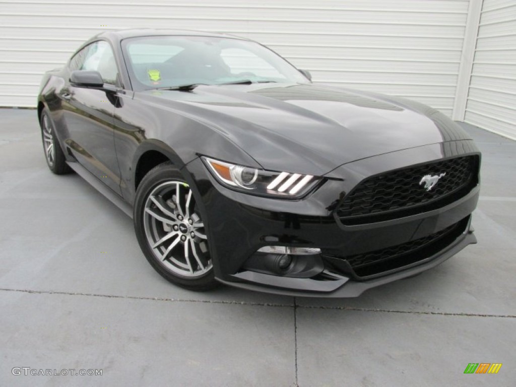 Black 2015 Ford Mustang EcoBoost Premium Coupe Exterior Photo #101989805
