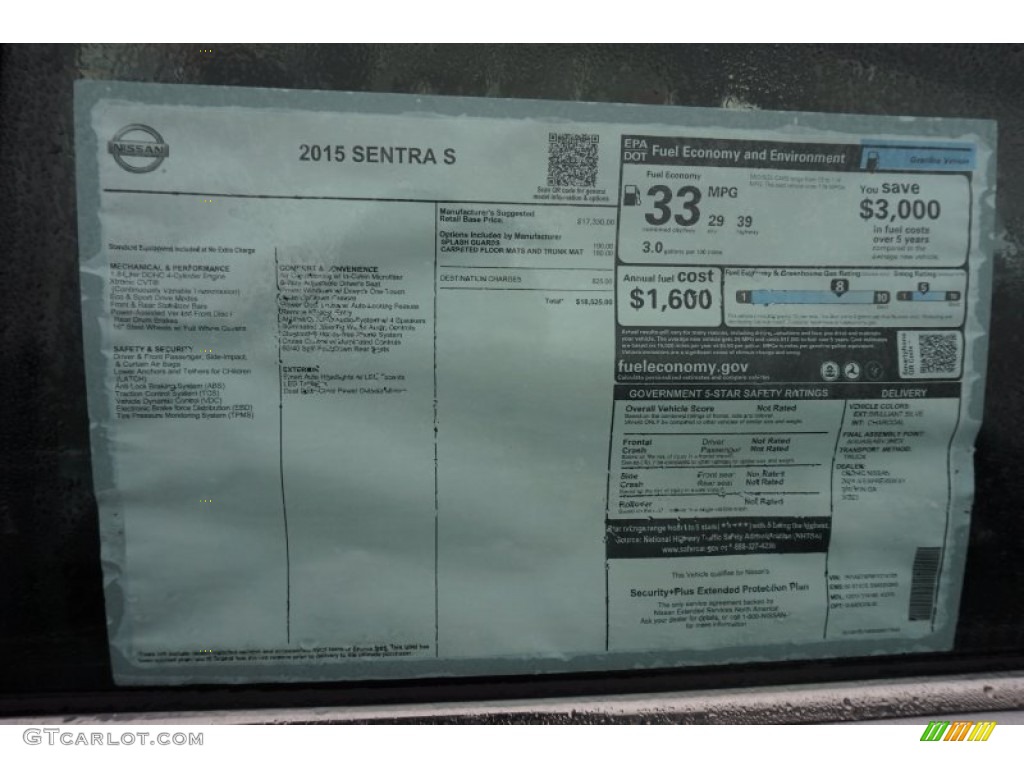 2015 Sentra S - Brilliant Silver / Charcoal photo #13