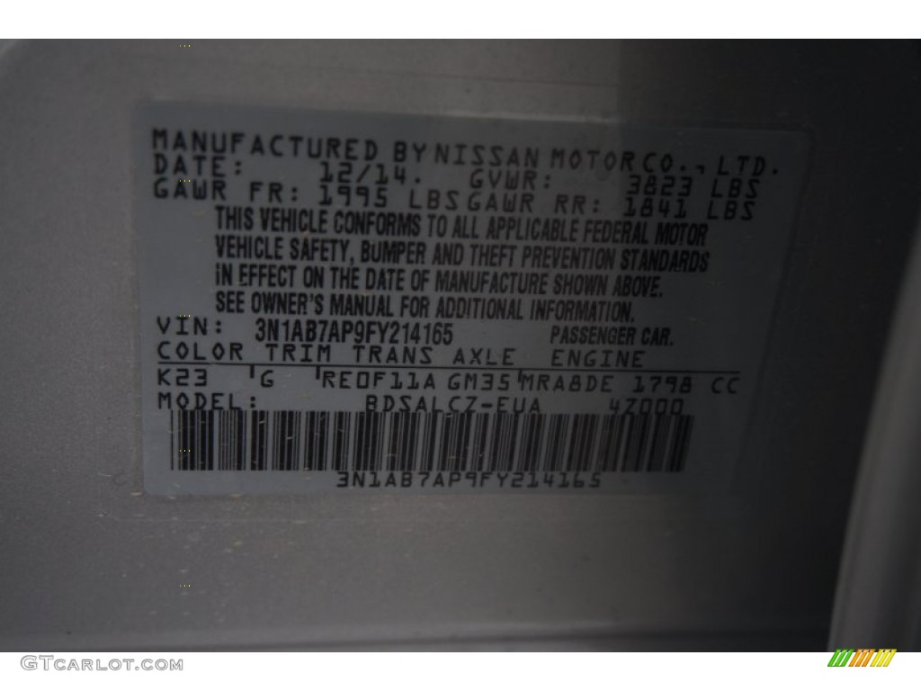 2015 Sentra S - Brilliant Silver / Charcoal photo #16
