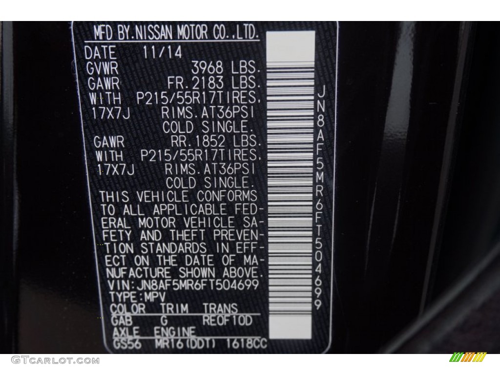 2015 Juke Color Code GAB for Bordeaux Black Photo #101995616