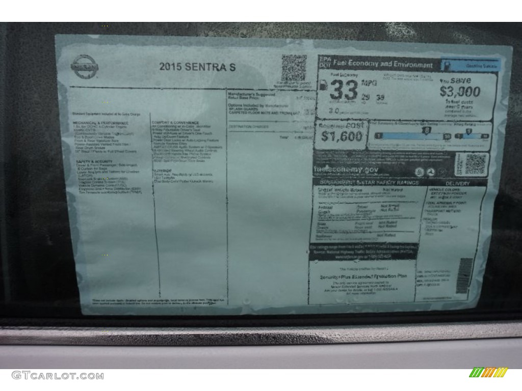 2015 Nissan Sentra S Window Sticker Photos