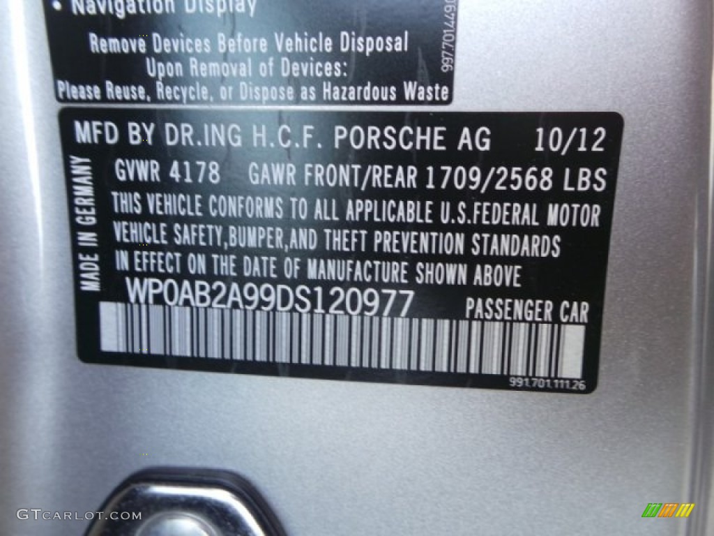 2013 911 Carrera 4S Coupe - Platinum Silver Metallic / Black photo #41