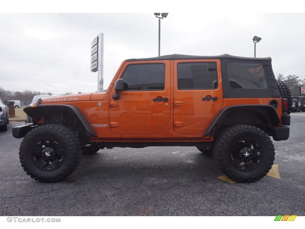 2011 Wrangler Unlimited Rubicon 4x4 - Mango Tango Pearl / Black/Dark Saddle photo #4