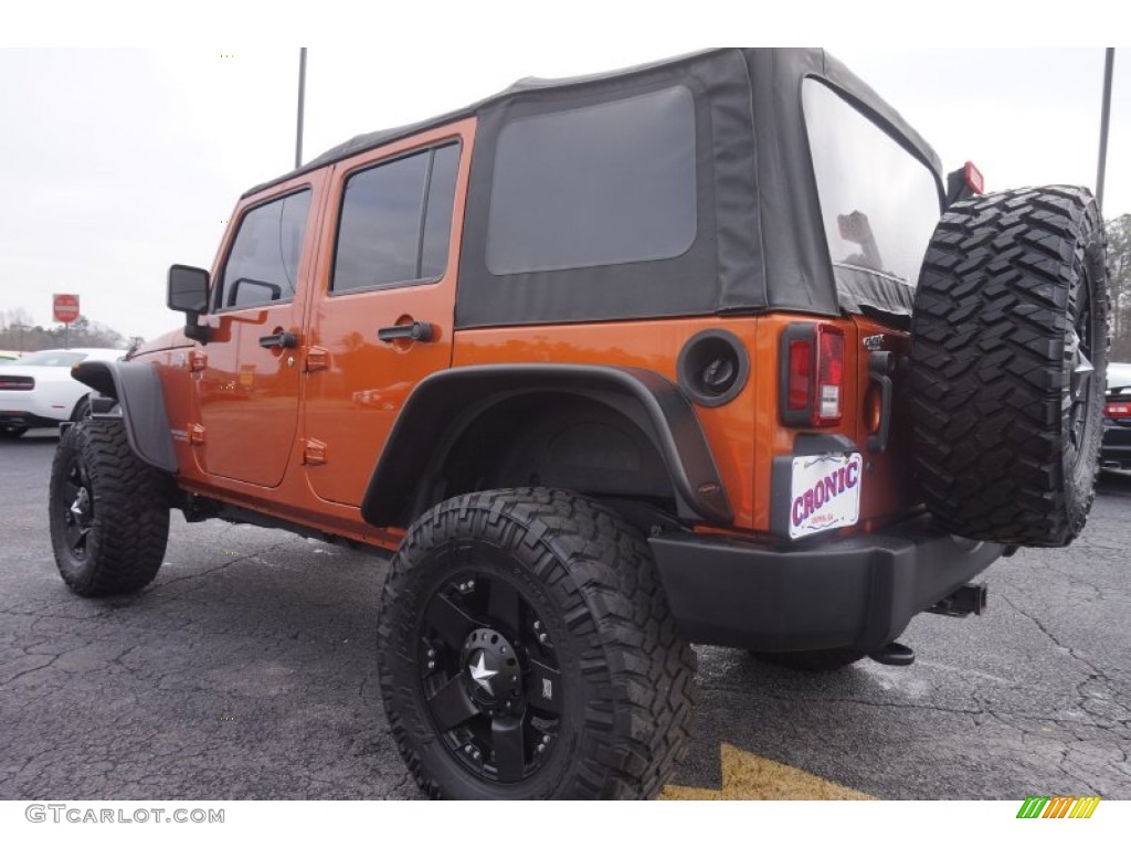 2011 Wrangler Unlimited Rubicon 4x4 - Mango Tango Pearl / Black/Dark Saddle photo #5