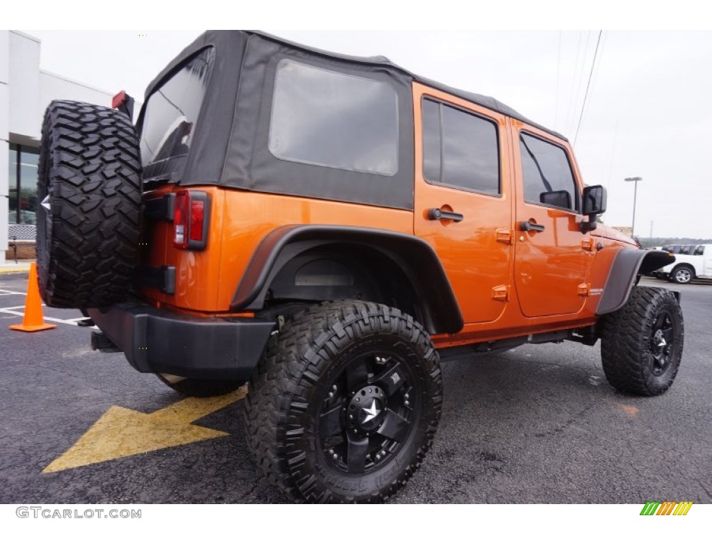 2011 Wrangler Unlimited Rubicon 4x4 - Mango Tango Pearl / Black/Dark Saddle photo #7