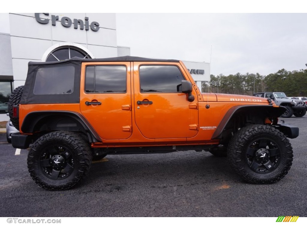 2011 Wrangler Unlimited Rubicon 4x4 - Mango Tango Pearl / Black/Dark Saddle photo #8