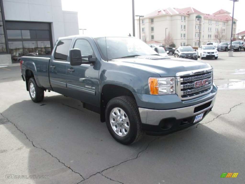 2014 Sierra 3500HD SLE Crew Cab 4x4 - Stealth Gray Metallic / Ebony photo #1