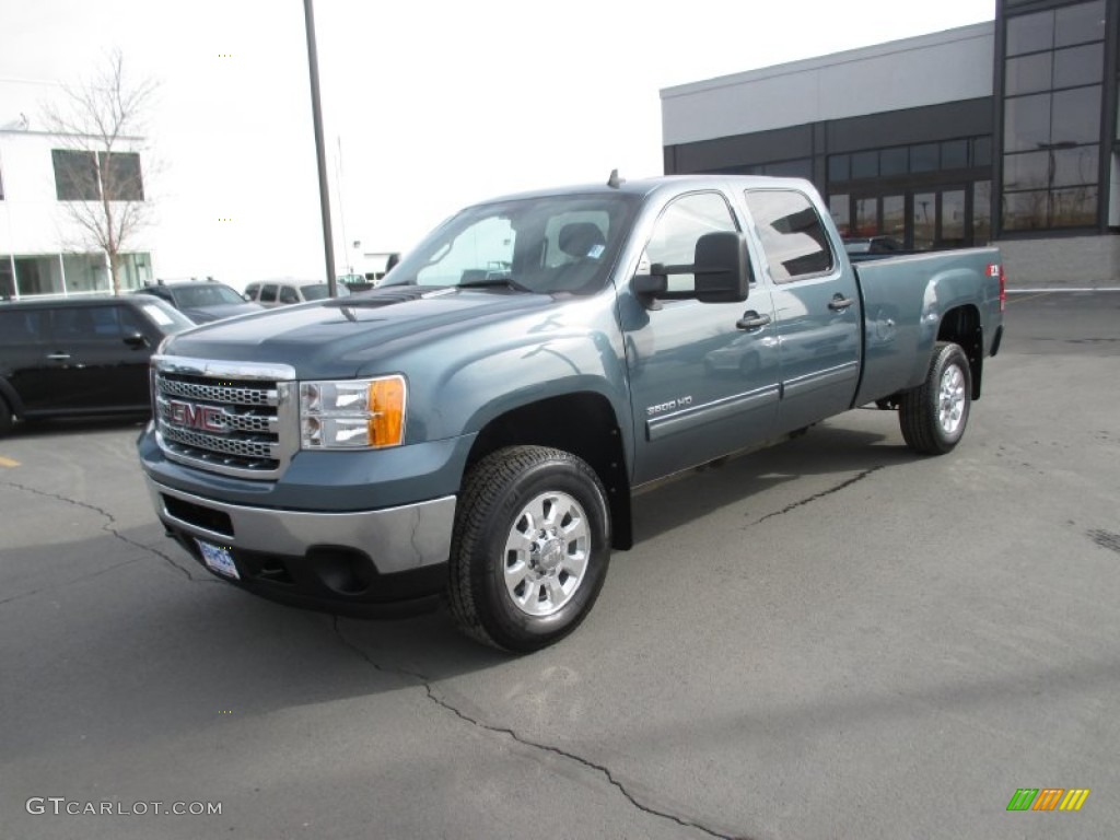 2014 Sierra 3500HD SLE Crew Cab 4x4 - Stealth Gray Metallic / Ebony photo #2