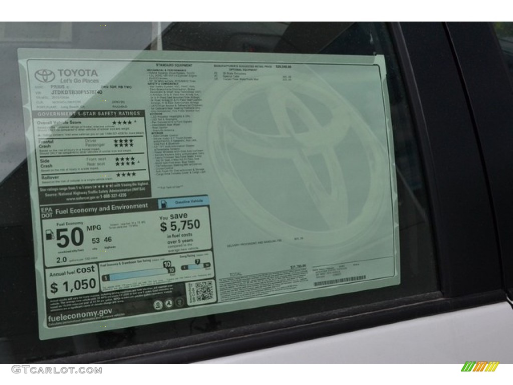 2015 Prius c Two - Moonglow / Dark Blue/Gray photo #10