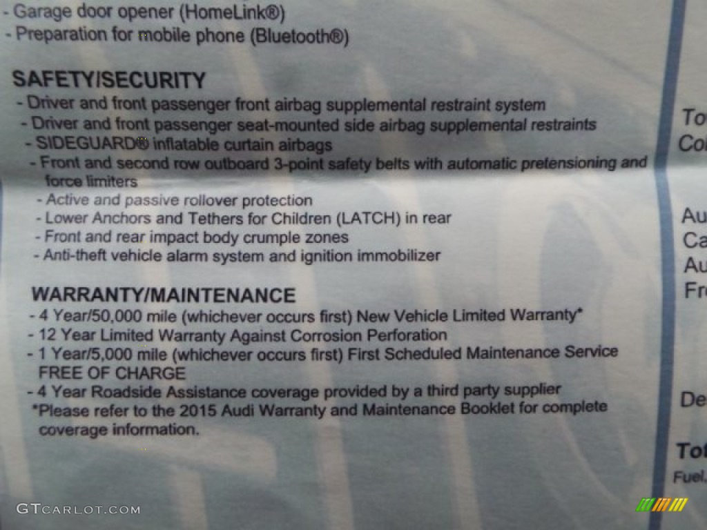 2015 Audi Q7 3.0 TDI Prestige quattro Window Sticker Photo #102003650