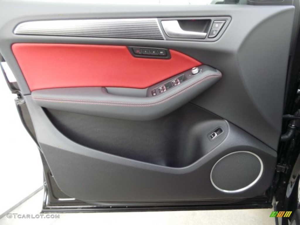 2015 Audi SQ5 Premium Plus 3.0 TFSI quattro Black/Magma Red Door Panel Photo #102004676