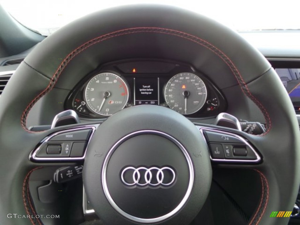 2015 Audi SQ5 Premium Plus 3.0 TFSI quattro Black/Magma Red Steering Wheel Photo #102004973