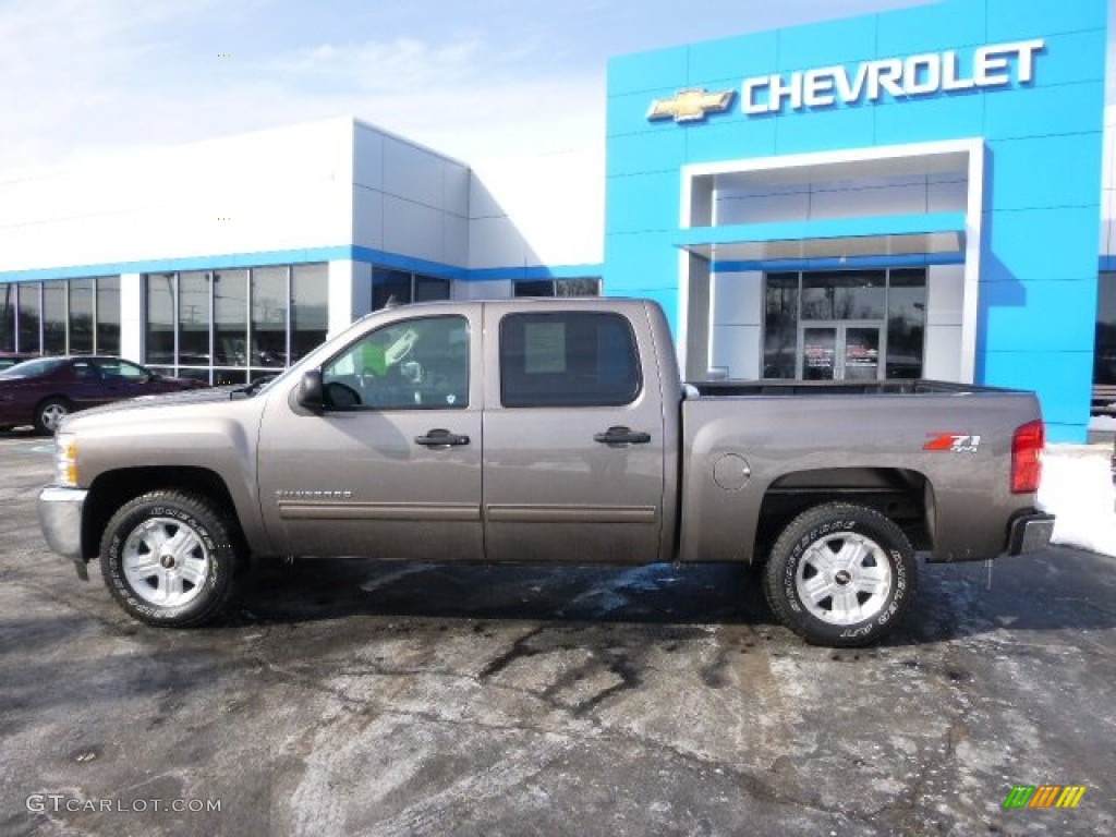 Mocha Steel Metallic 2012 Chevrolet Silverado 1500 LT Crew Cab 4x4 Exterior Photo #102028653