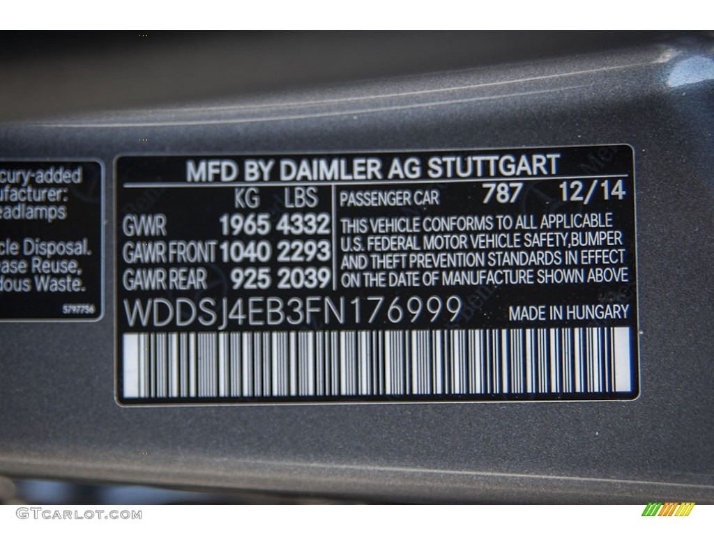 2015 CLA Color Code 787 for Mountain Grey Metallic Photo #102038322
