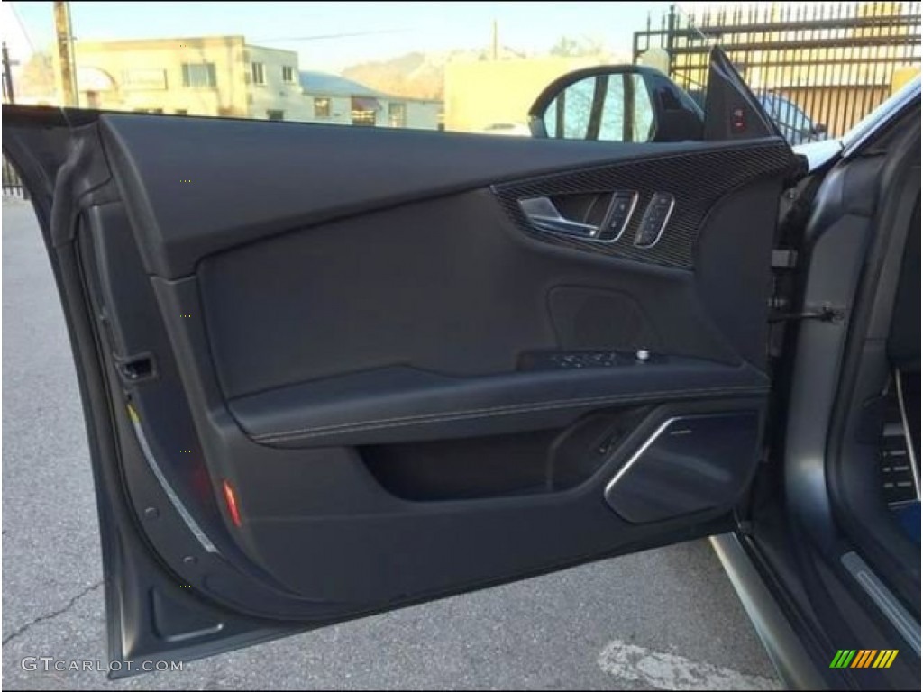 2014 Audi RS 7 4.0 TFSI quattro Black Valcona Leather w/Honeycomb Stitching Door Panel Photo #102052050