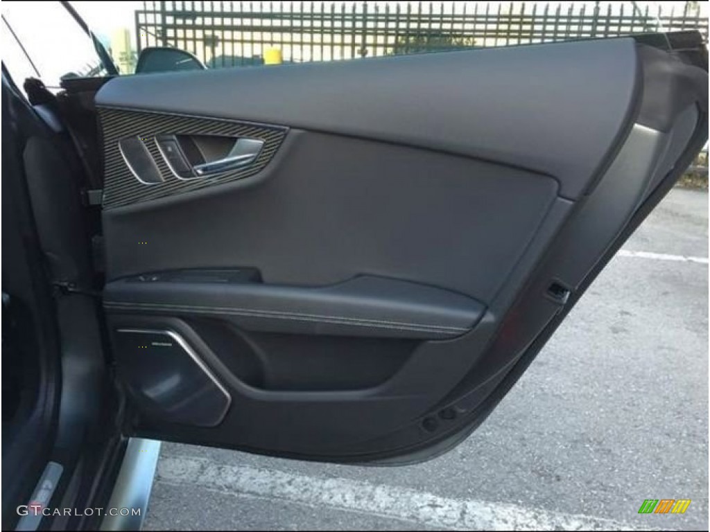 2014 Audi RS 7 4.0 TFSI quattro Black Valcona Leather w/Honeycomb Stitching Door Panel Photo #102052095