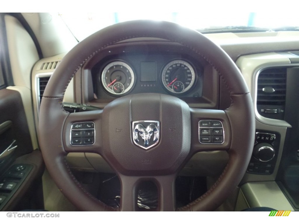 2015 Ram 1500 Big Horn Crew Cab 4x4 Canyon Brown/Light Frost Steering Wheel Photo #102064275