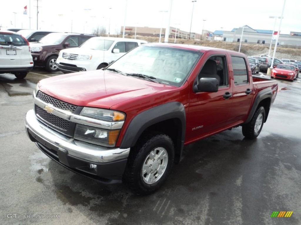 2005 Colorado LS Crew Cab 4x4 - Dark Cherry Red Metallic / Medium Dark Pewter photo #5