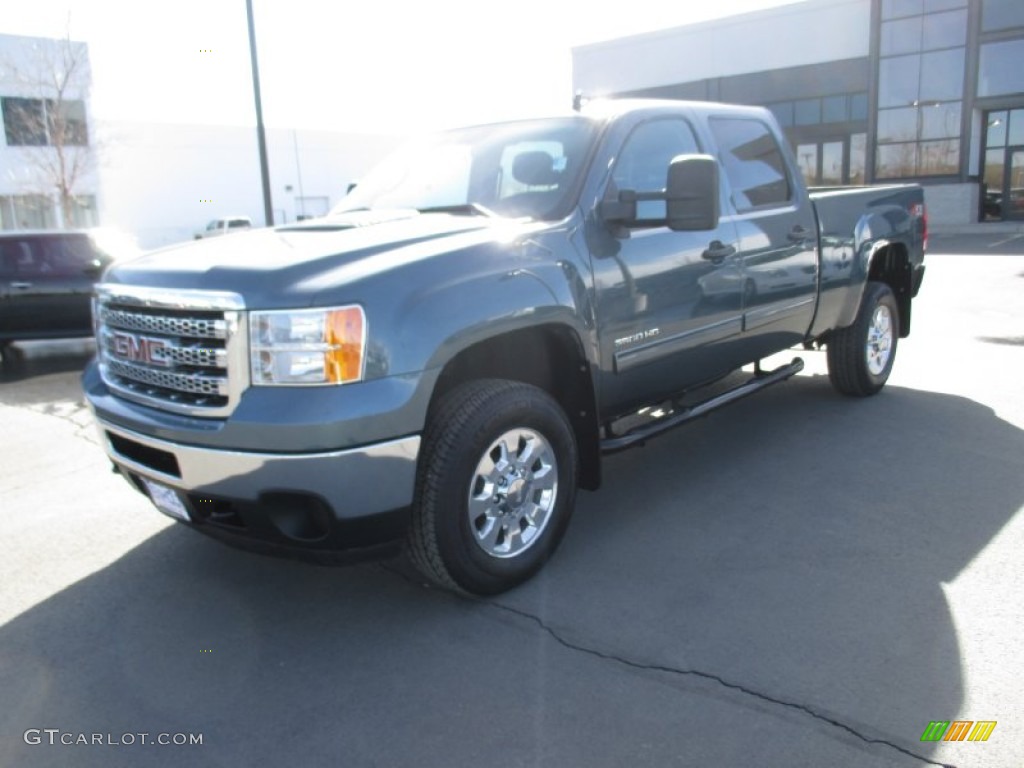 2014 Sierra 3500HD SLE Crew Cab 4x4 - Stealth Gray Metallic / Ebony photo #2