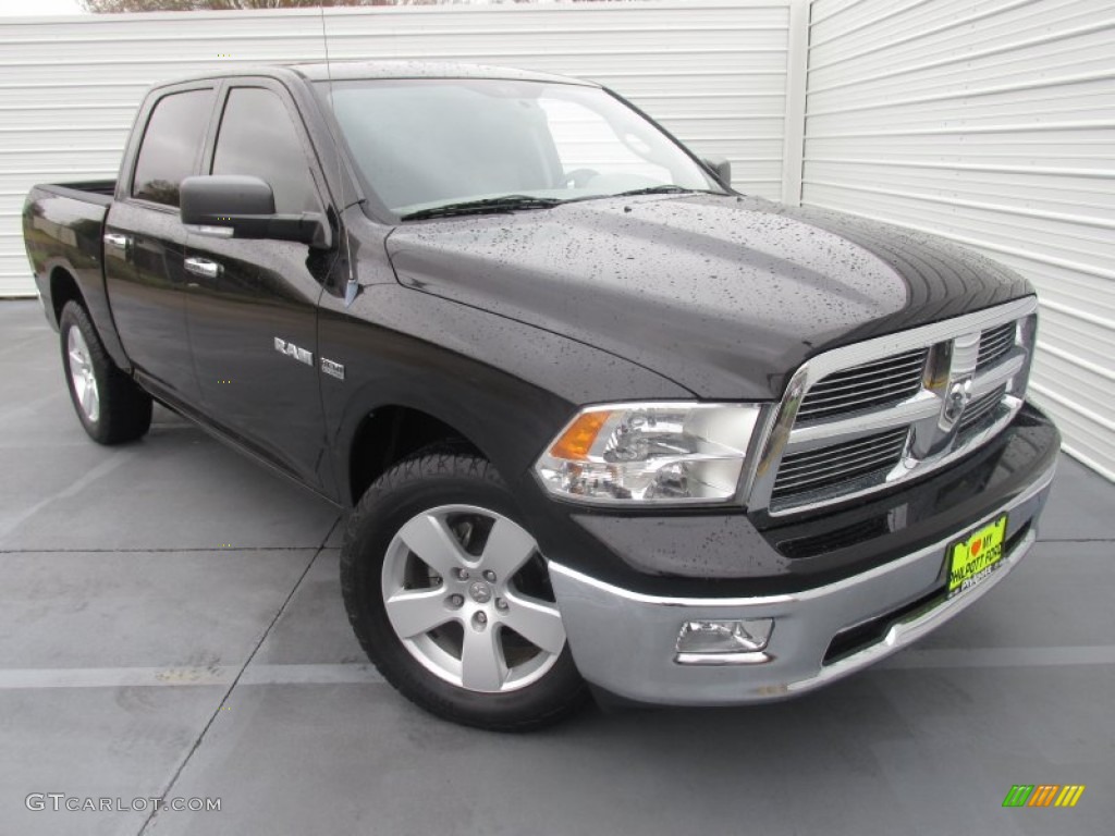 2010 Ram 1500 SLT Crew Cab 4x4 - Brilliant Black Crystal Pearl / Dark Slate Gray photo #1