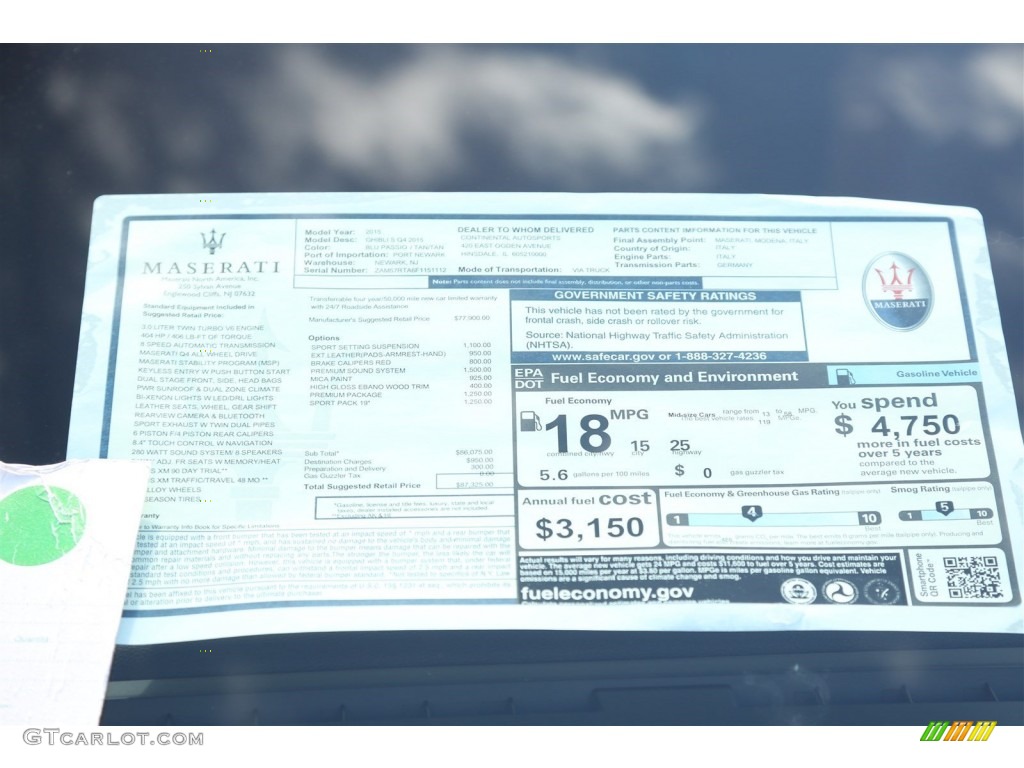 2015 Ghibli S Q4 - Blu Passione (Blue) / Cuoio photo #8
