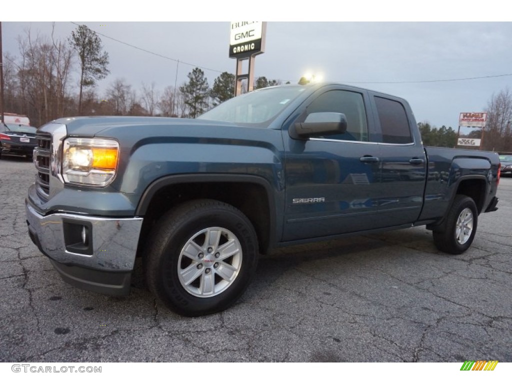 2014 Sierra 1500 SLE Double Cab - Cobalt Blue Metallic / Jet Black photo #3