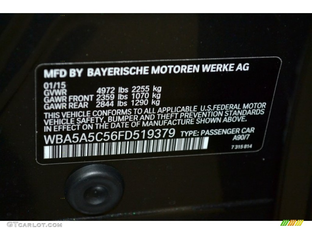 2015 5 Series 528i Sedan - Dark Graphite Metallic / Black photo #5