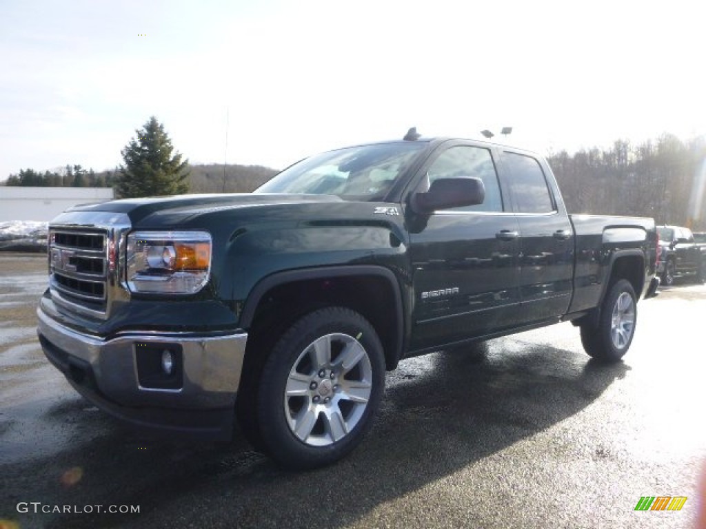 2015 Sierra 1500 SLE Double Cab 4x4 - Emerald Green Metallic / Jet Black photo #1